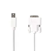 Nedis Mini Displayport kabel | DisplayPort 1.2 | Mini DisplayPort Hane | DVI-D 24+1-pin Hane | 21,6 Gbps | ponikljana | 2,00 m | Okrogla | PVC | Vit | Plastpase