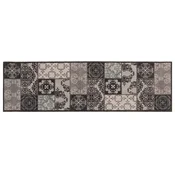 vidaXL Kuhinjska preproga črn mozaik 300 x 60 cm 100% poliamid Pralna
