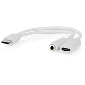 Nedis Adapter USB-C/ vtič USB-C - vtičnica USB-C / vtičnica 3,5 mm jack/ bela/ blister/ 10 cm