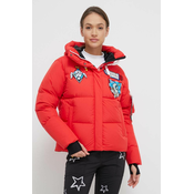 Pernata jakna Rossignol x JCC za žene, boja: crvena, za zimu, oversize