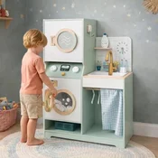 Kinder Home Decija drvena mašina za pranje veša 3 u 1 sa sudoperom sa tekucom vodom i mašinom za sušenje veša ( V10L030 )