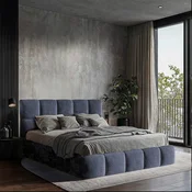 MID.YOU OBLAZINJENA POSTELJA 140 cm x 200 cm , les, tekstil, leseni material modrosiva