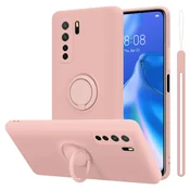 Cadorabo CADORABO Ohišje, združljiv s Huawei v tekoči roza barvi - zaščitni pokrov iz fleksibilnega silikona TPU z obročem, (20585238)