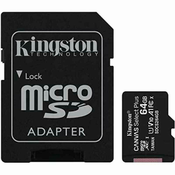 Kingston Technology Canvas Select Plus, 64 GB, MicroSDXC, 10.razred, UHS-I, 100 MB/s, Class 1 (U1)
