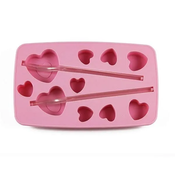 Silikonski model za led s slamico, srce, roza
