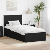 Vidaxl Konstrukcija postelje Črna 90 x 190 cm Konstruiran les