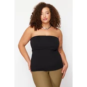 Trendyol Curve Black Crepe Knitted Plus Size Blouse