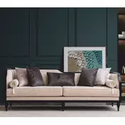 Casa Padrino Luxury Baroque Sofa Beige/Black 235 cm - Baroque Living Room Furniture