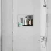 vidaXL Tuš niša srebrna 30 x 20 x 9.5 cm Nerjaveče jeklo