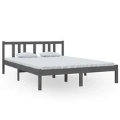 Vidaxl Posteljni okvir siv iz trdnega lesa 140x200 cm