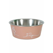 Zolux Pasja skleda iz nerjavečega jekla LOVE DOG 400ml roza