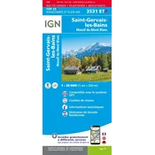 Saint-Gervais-les-Bains. Mont Blanc masiv. Turistična karta 3531 ETR. Izdaja 2023. IGN