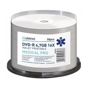 Platinet PLATINET DVD-R 4,7 GB 16X FF BEL TISKALNIK Z BRIZGALNIM TISKOM MEDICINSKI PRO TORTA*50 [45843]