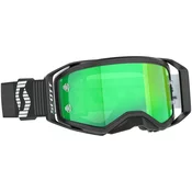 SCOTT Prospect 2.0 AMP motocross naocale crno-bijele sa zelenim ogledalnim staklom