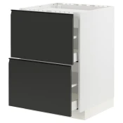 METOD / MAXIMERA Pod.elem.grej.ploca/2front/2fiok, bela/Upplöv boja antracita, mat, 60x60 cm
