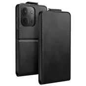 AVIZAR Navpični preklopni etui za Xiaomi Redmi 15C, magnetna denarnica s stojalom, Črna, (5000190290)