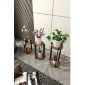 HANAH HOME Drvena polica za biljke Flower Desk Round Walnut