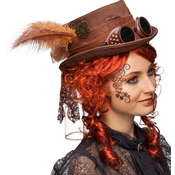 CILINDER STEAMPUNK RJAVI Z OČALI (623679.05)