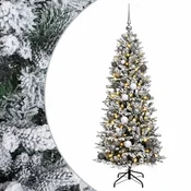 Vidaxl Umetna božična jelka z bučko 120 cm 150 LED Toplo bela