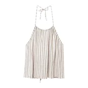 Pull&Bear Top ecru/temno siva