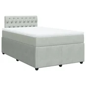 Vidaxl Box spring postelja z vzmetnico svetlo siva 120x190 cm žamet