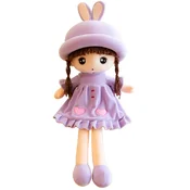 slomart LEAN TOYS plišasta punčka s fialtno obleko in ušesi, 45 cm