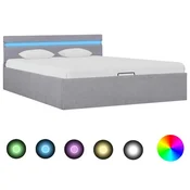 Hidraulicni okvir za krevet tkanina LED svjetlosivi 120x200 cm