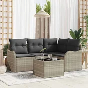 Sjedeća garnitura za vrt 5 kom. Siva poliratan Svjetlosiva 177,5 x 122,5 x 69 cm