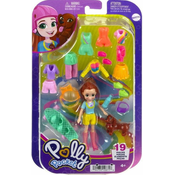 Polly Pocket Mattel Lutka s športnim paketom za skejtanje s hišnim ljubljenčkom (HKV90)