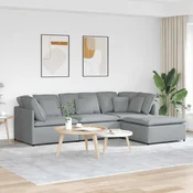 Modularna sofa s podnožjem i jastucima, tkanina, svijetlo siva