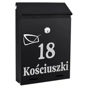 Gockowiak POŠTNI NABIRALNIK ZA PISMA S HIŠNO ŠTEVILKO IN IMENOM ULICE ČRNE BARVE