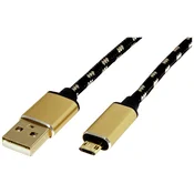 ROLINE Roline USB kabel USB 2.0 USB-A vtič\, USB-mikro-B vtič 1.80 m črna\, zlata zaščiten 11.02.8820, (20417106)