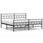 Vidaxl Kovinski posteljni okvir z vzglavjem in vznožjem črn 183x213 cm