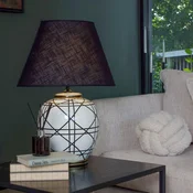 PR Home namizna svetilka New York, črna, višina 63 cm, keramika - Dnevna soba/jedilnica - črna, bela - Tkanine/tekstil