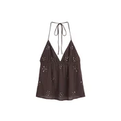 Pull&Bear Top čokolada / zlata
