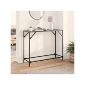 VIDAXL Konzolna mizica s črno stekleno površino 98x35x81 cm jeklo