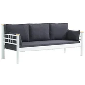 Casa Padrino Art Nouveau garden sofa anthracite/white/natural 200 x 70 x H. 85 cm - Metal garden sofa with cushions - Patio sofa - Garden furniture - Patio furniture - Art Nouveau furniture
