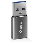 Adapter ttec – 2DK44UG, USB-A/Type-C, sivi