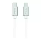 Swissten USB-C - USB-C kabel, srebrno/bel, 1,2 m
