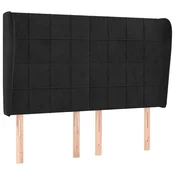 Vidaxl Vzglavje z ušesi črno 147x23x118/128 cm žamet