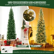 Costway Umetno polovično božično drevo 210 cm s 150 LED lučmi