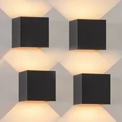 Nettlife NETTLIFE LED zunanja stenska svetilka notranja stenska svetilka komplet 4 črno zlata 5W IP65 vrtljiva 3000K, (22136443)