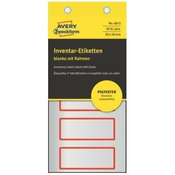 Avery Zweckform etikete za označevanje inventarja, srebrne poliestrske, rdeča obroba, 50x20 mm, 6915