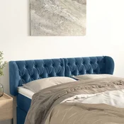 Vidaxl vidaXL Vzglavnik s krilci temno moder 147x23x78/88 cm žamet