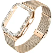 GS Zapestnica + ohišje z diamanti za Apple Watch 10/11 42 mm, roza zlato