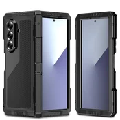 GS Oklepni ovitek za Samsung Galaxy Z Fold7 5G iz aluminija s stojalom in držalom za pisalo - črn