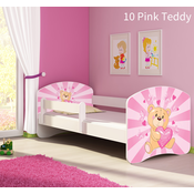 Dječji krevet ACMA s motivom, bočna bijela 140x70 cm - 10 Pink Teddy Bear