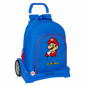 Školski Ruksak s Kotačima Super Mario Play Plava Crvena 32 x 42 x 15 cm