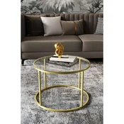 Hanah Home Royal klub sto O 75 cm, zlatna / providno staklo