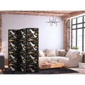 Paravan - Oriental impressions - decorative pattern with a motif of flying cranes on a dark background 135x172 Jednostrani
